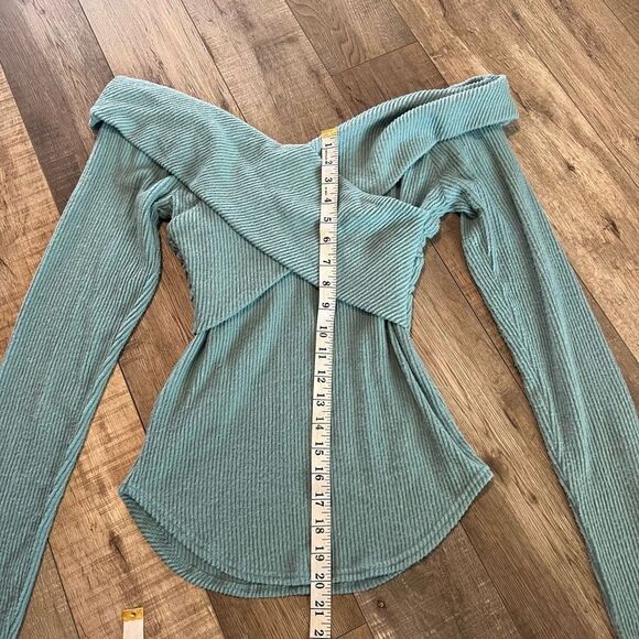 Free People Marley Off the Shoulder Rib Top in Juniper Berry size m - Picture 4 of 10